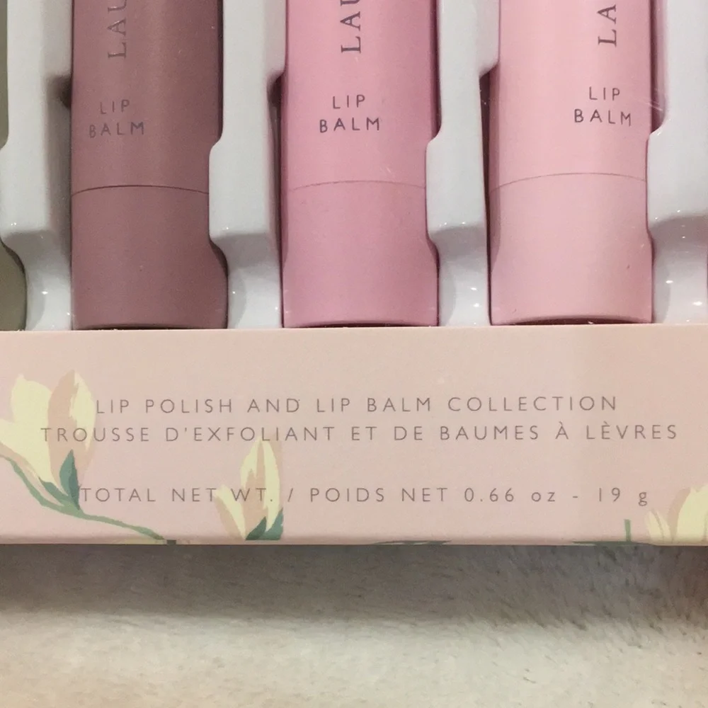 Laura Ashley Lip Polish & Lip Balm Collection 1 lip scrub 4 hydrating balms NWT - Picture 6 of 15